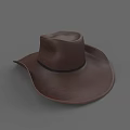 Brown Leather Cowboy Hat With Wide Brim And Black Band Design