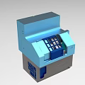 Blue And Gray Industrial Equipment Featuring Control Panel And Enclosed Structure 3d model