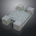 Traditional Stone Architecture With Intricate Carved Patterns And Four Cube Towers