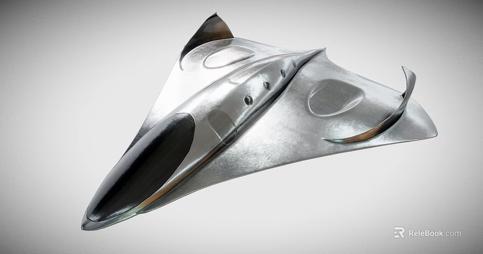 Futuristic Silver Streamlined Aircraft Concept Design Featuring Sleek Metallic Exterior And Cockpit Windows 3d model 