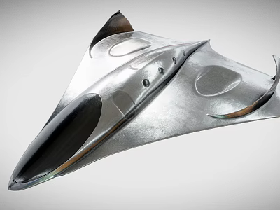 Futuristic Silver Streamlined Aircraft Concept Design Featuring Sleek Metallic Exterior And Cockpit Windows 3d model