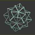 Turquoise Geometric Polyhedron 3D Wireframe Structure With Reflective Surface On Dark Background