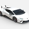 White Sports Car with Large Rear Spoiler Black Alloy Wheels and Streamlined Body