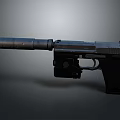 Black Modern Tactical Pistol With Attached Silencer Sleek Grip And Durable Build