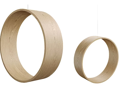 Wooden Circular Hanging Chair Set of Two Large and Small Sizes Design 3d model