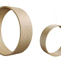 Wooden Circular Hanging Chair Set of Two Large and Small Sizes Design