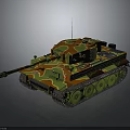 Military Tank With Camouflage Green Orange Pattern Tracked Wheels Long Cannon And Military Vehicle Design