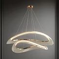 Elegant Modern Chandelier with Curved Streamlined Metal Structure and Illuminated Lighting for Contemporary Interior Design