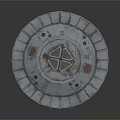 Sci Fi Inspired Circular Platform 3D Model With Marked Top And Base Structure