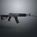 Modern Tactical Assault Rifle With Black Body Magazine Grip And Bullets