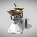 Professional Commercial Balance Scale With Brass Pans White Base And Calibration Weights