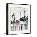 Vibrant Colorful Building Landscape Painting With Street Lamp And Iron Balconies