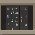 Modern Black Figurine Display Cabinet With Illuminated Shelves And Collectible Figures