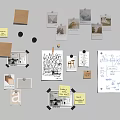 Design Planning Wall With Sticky Notes Sketches Photos And Material Swatches