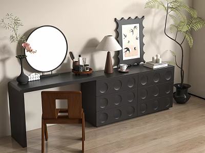 French Middle Dresser Dressing Table Dressing Cabinet Cosmetics 3d model