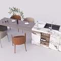 Dining table and chair combination 3d model