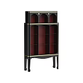 Elegant Black Entryway Side Console Cabinet with Gold Accent Storage Shelves and Slim Legs