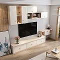Modern White TV Stand With Drawers Flat Screen TV Wall Cabinets And Flower Vase
