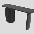Modern Minimalist Dining Table With Curved Wooden Legs And Sleek Black Surface