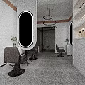 Modern Hair Salon Interior With Stylish Chairs Oval Mirrors And Pendant Lighting