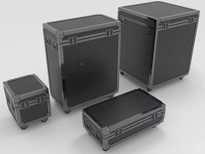 Black Luggage Cases in Various Sizes with Wheels and Hard Shell Design for Travel 3d model