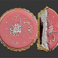 Pink Frosted Tart With Colorful Sprinkles Purple Filling White Cream And Crunchy Shell