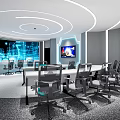 Modern monitoring room Command control room Dispatching command center Monitoring hall Command hall Office desks and chairs 3d model