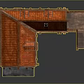 Charming Log Cabin With Red Roof Stained Glass Windows Balcony Staircase And Vines On Walls