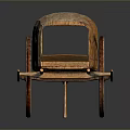 Traditional Ancient Wooden Cart Model With Woven Canopy And Large Wheel Design