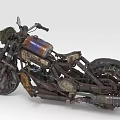 Custom Vintage Motorcycle With Rustic Metal Body Large Tires Leather Seat And Exhaust Pipes