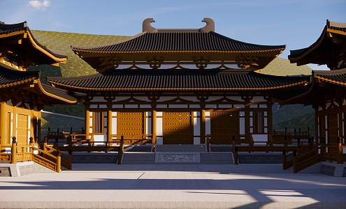 Chinese Temple Ancient Temple Architecture Mountain Architecture 3d model