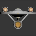 Sci Fi Starship Model With Saucer Shaped Hull NCC 1701 And Orange Thruster Engines