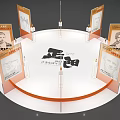 Modern Event Display Wall With Creative Posters And Orange Design Elements