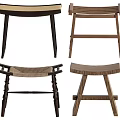Various Wooden Stools with Different Designs Woven Seats and Unique Structures