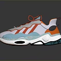 Modern Sports Sneakers With White Light Blue Orange Shoelaces Thick Sole Design