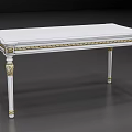 Elegant Console Table with White Finish and Gold Accents and Intricate Carved Legs Design