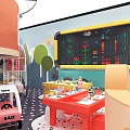 Vibrant Children Playground With Slide Climbing Frame Circular Structure Safe Flooring And Interactive Zones