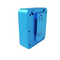 Blue And Yellow Portable Speaker With Front Buttons And Grill Design