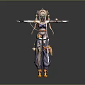 Anime Style 3D Character With Twin Tails Mechanical Outfit Orange And Gray Arms Stretched