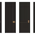 Modern Dark Colored Hinged Doors With Metal Accents And Wooden Texture