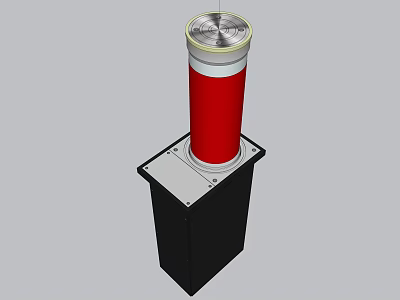 Road Traffic Safety Bollard With Red Cylinder And Silver Top Installation Base 3d model