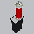 Road Traffic Safety Bollard With Red Cylinder And Silver Top Installation Base