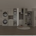 Organized Balcony Cabinet with Shelves for Cleaning Supplies and Pegboard Tools