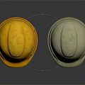 Yellow And Gray Safety Helmets On Black Background With Reflection