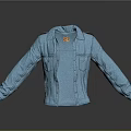 Blue Denim Jacket With Collared Design Open Front And Functional Pockets