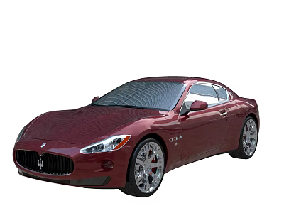Red Maserati Coupe Sports Car With Sleek Body And Sporty Alloy Wheels 3d model