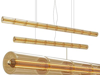 Modern Long Amber Glass Tube Chandelier Hanging Design For Interior 3d model