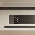 Modern Minimalist TV Background Wall Design With White Panels Black Accents Built-in TV And Storage