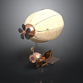 Vintage Steampunk Airship Design With Propeller Leather Envelope And Wooden Basket