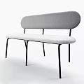 Modern Two Seater Sofa With Gray Fabric Upholstery Curved Backrest And Black Metal Legs
